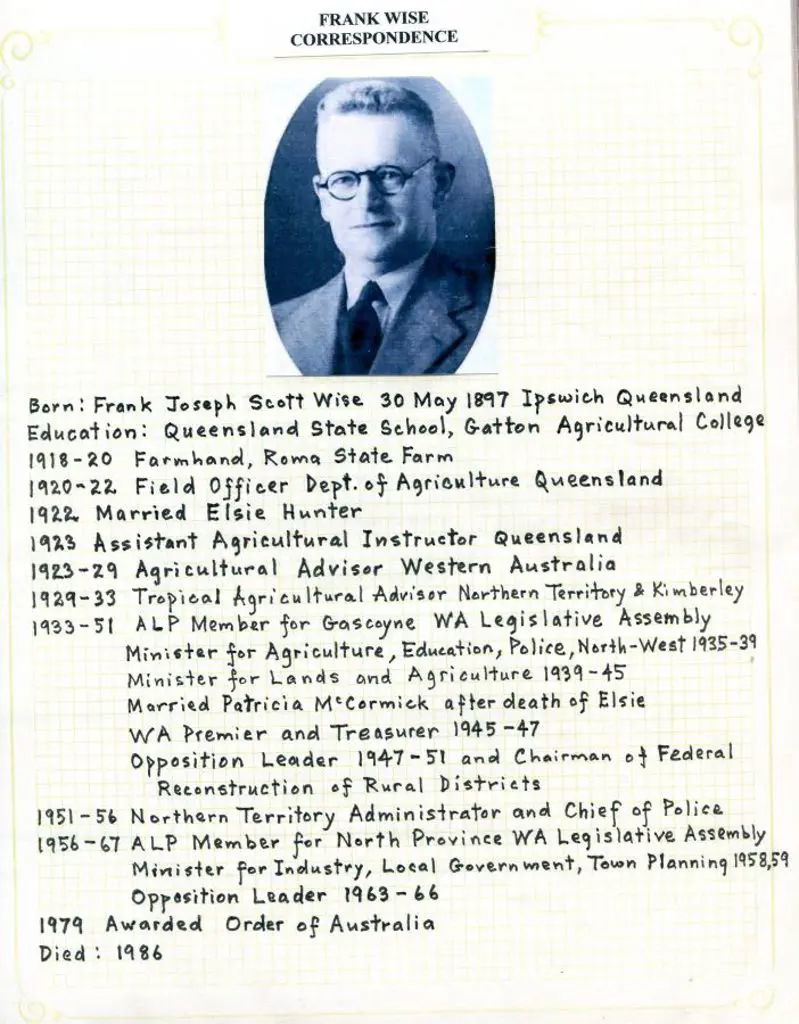 1935 to 1950 Collection titled "Frank Wise ... Image 1++