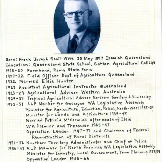 1935 to 1950 Collection titled "Frank Wise ...