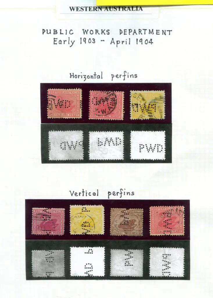 Perfins Small collection of 7 "PWD" Official ... Image 1++