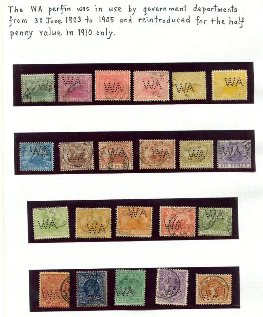 Perfins Superb selection of "WA" official perfins ... Image 1++