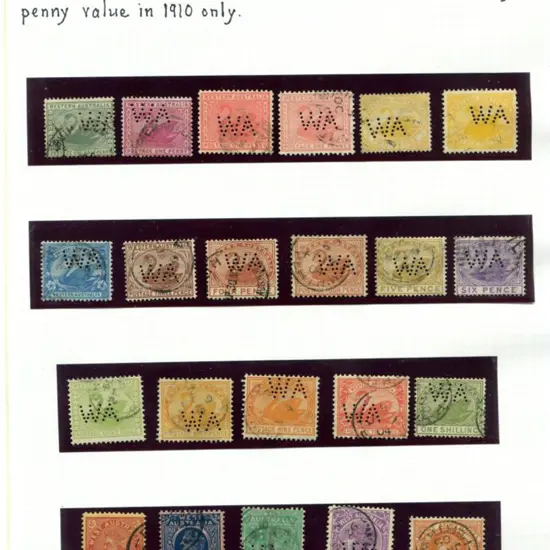 Perfins Superb selection of "WA" official perfins ...