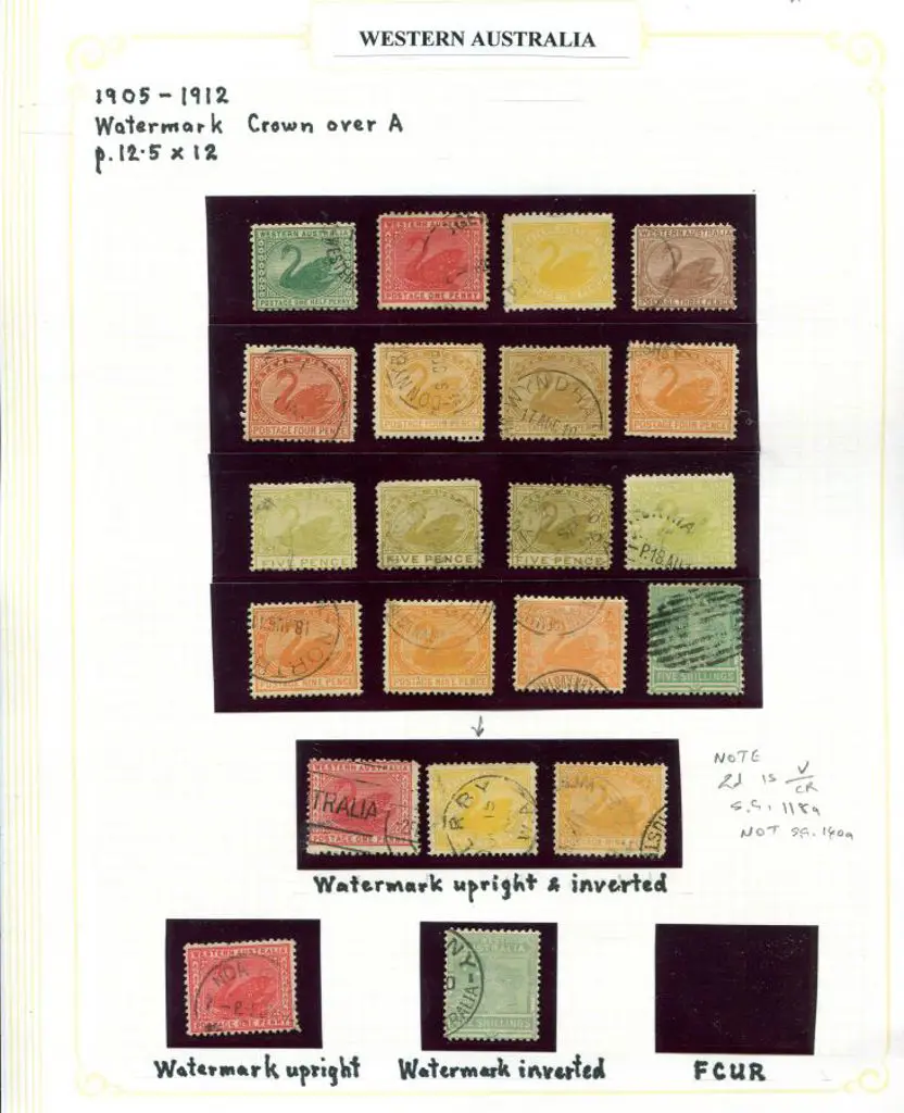 Swans 1905/12 ½d, 1d, 2d, 3d, 4d x 4 shades, 5d x ... Image 1++