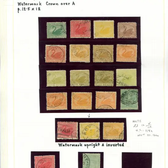 Swans 1905/12 ½d, 1d, 2d, 3d, 4d x 4 shades, 5d x ...