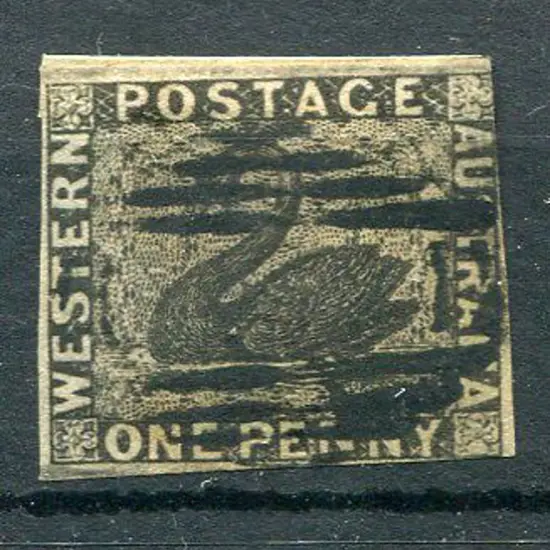 1854 1d black with 3 clear margins, just cut into ...