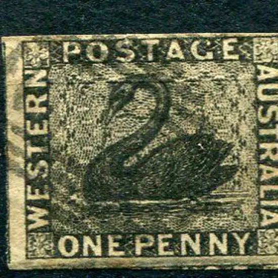 1854 1d black with 3 margins example with right ...