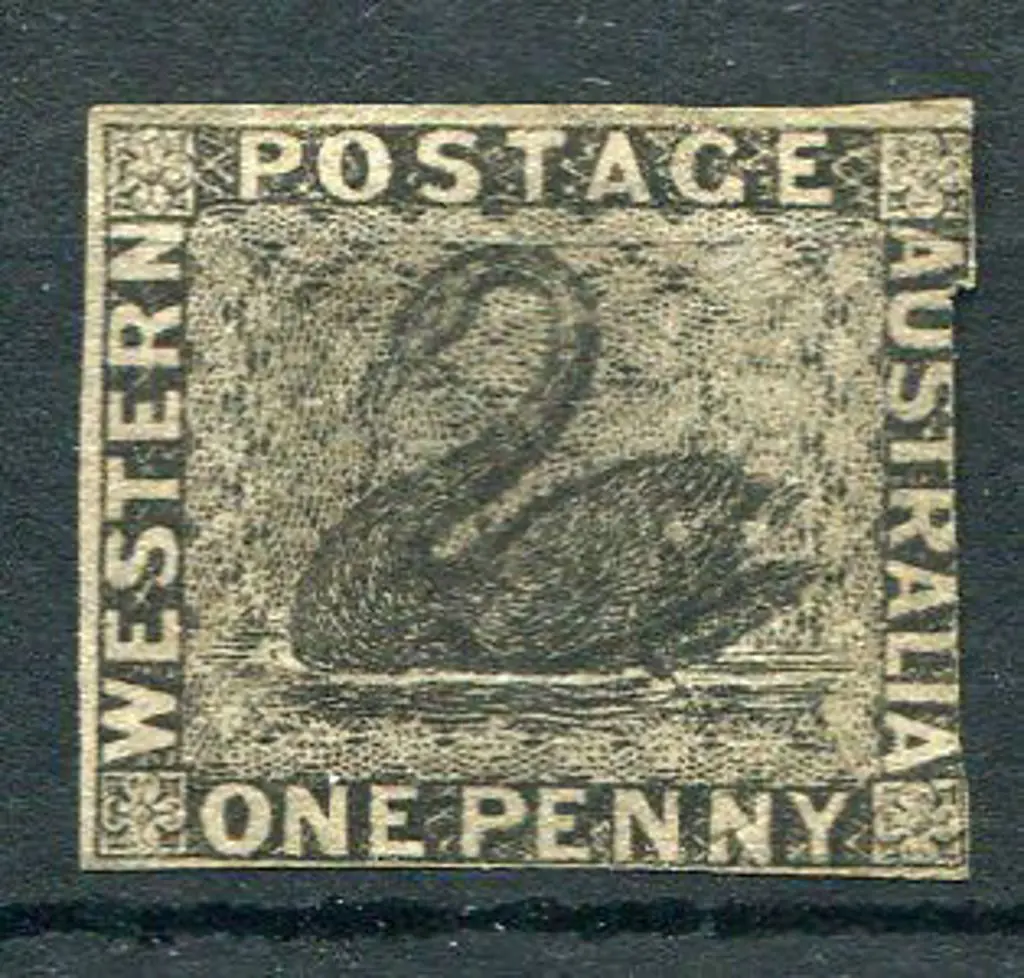 1854 1d black with 3 clear margins, cut into at ... Image 1++