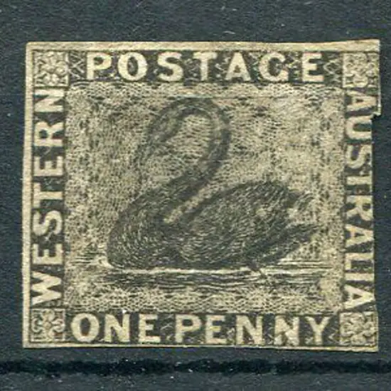 1854 1d black with 3 clear margins, cut into at ...