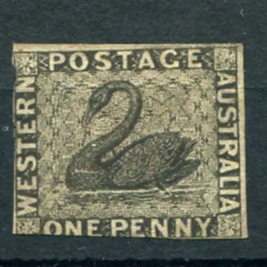 1854 1d black with 2 clear margins, touching at ...