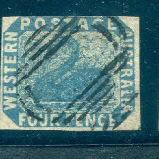 1854 4d dull, 4d blue & 4d pale blue imperf swans ...