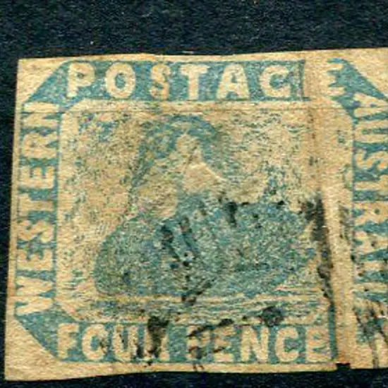 1854 4d pale blue with 3 margins, just touching at ...