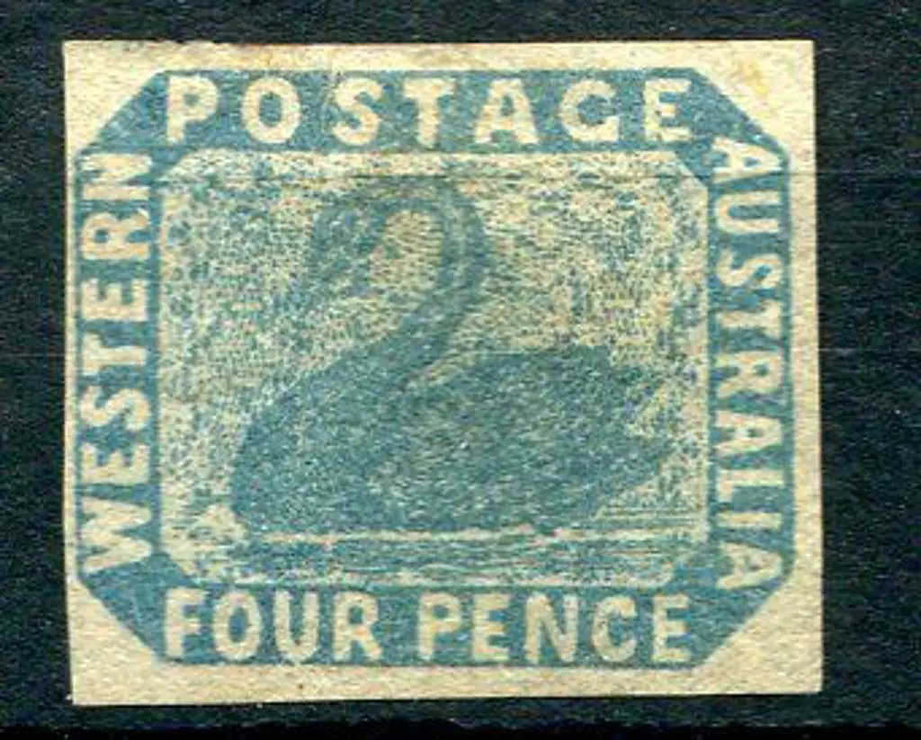 1854 4d blue with 4 close to large margins. Fine ... Image 1++