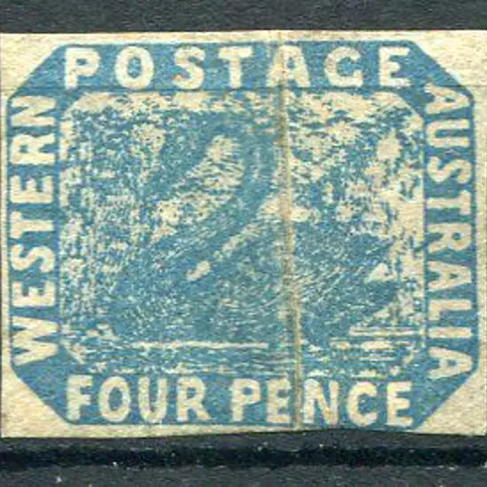 1854 4d blue with 4 margins, just touching at base ...