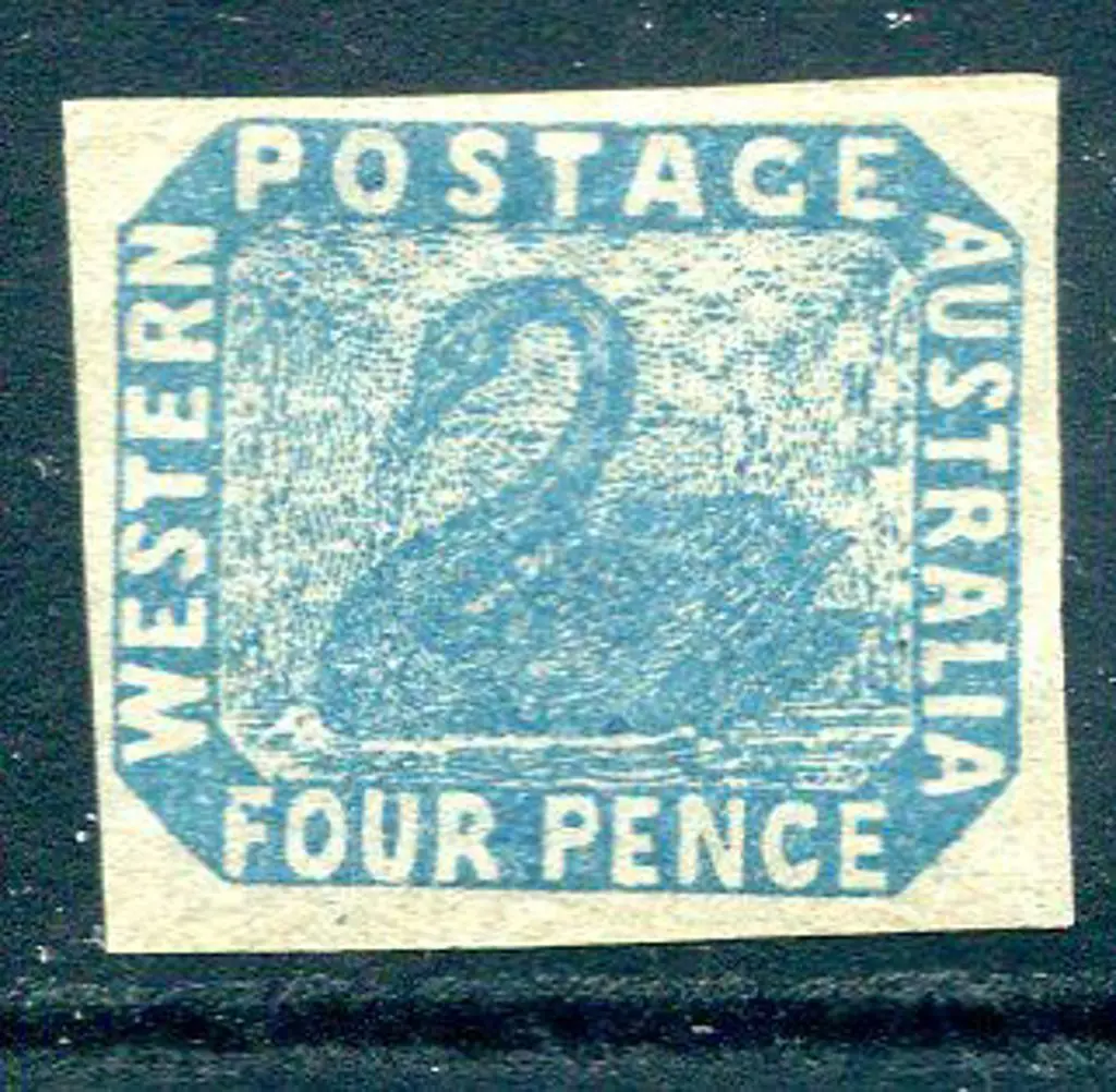 1854 4d blue with "tilted border" variety with ... Image 1++