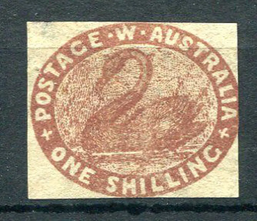 1854 1/- deep red-brown with 4 close to touching ... Image 1++
