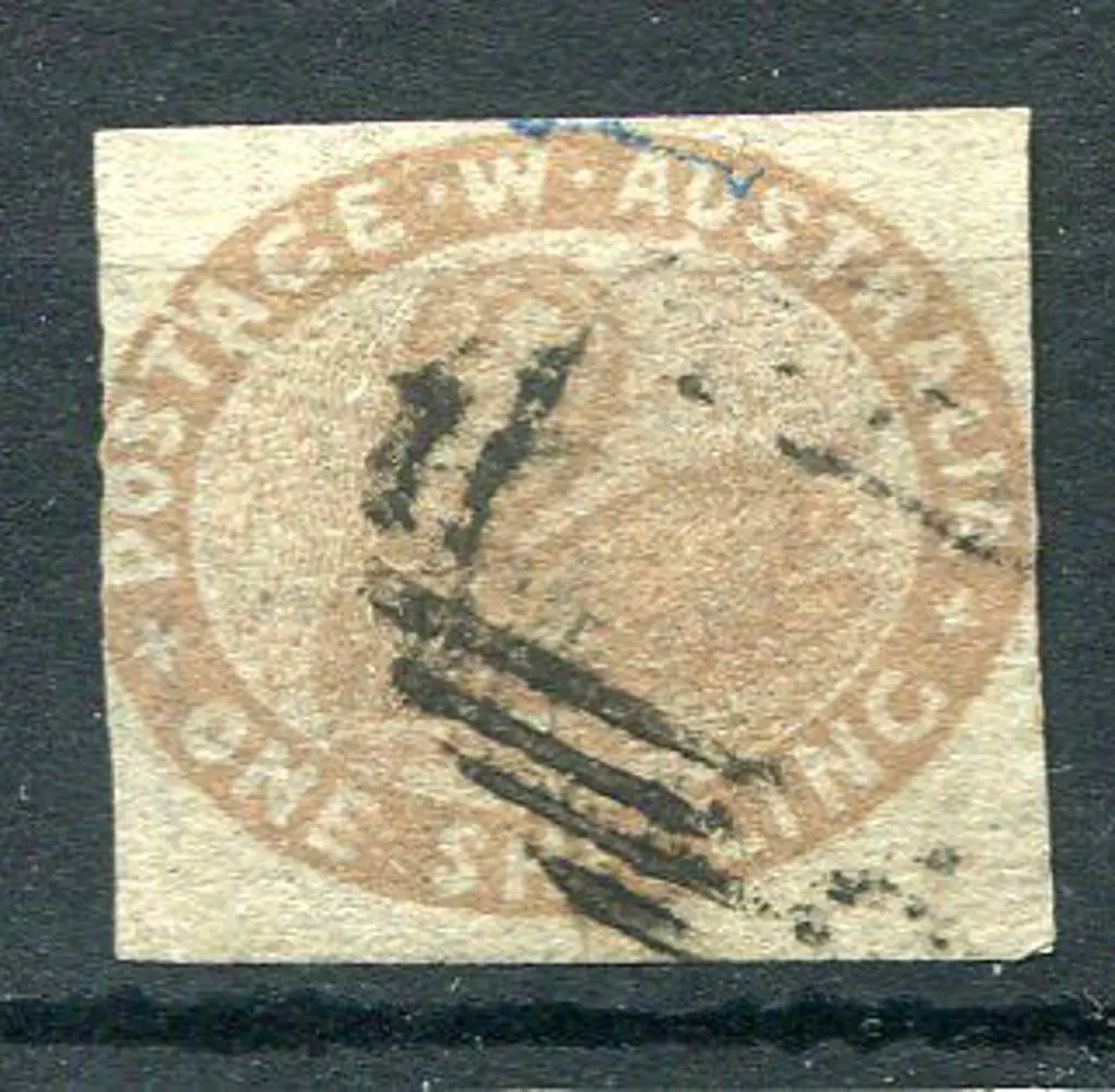 1854/55 1/- pale brown with traces of roulette. ... Image 1++