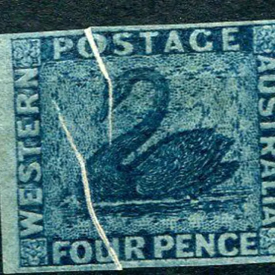 1864 4d blue with striking "lightening effect" ...