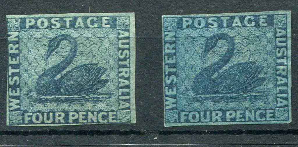 1864 4d blue & 4d deep blue with close to touching ... Image 1++