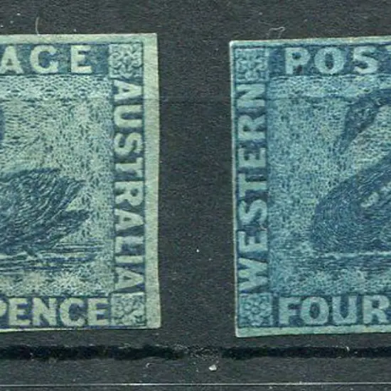1864 4d blue & 4d deep blue with close to touching ...