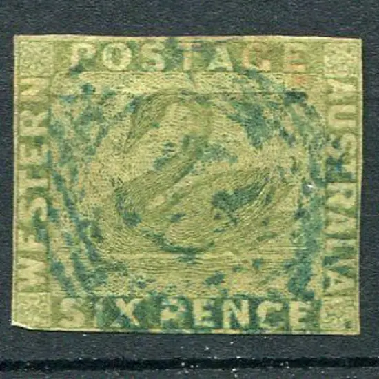 1861 6d sage-green with close to touching margins. ...