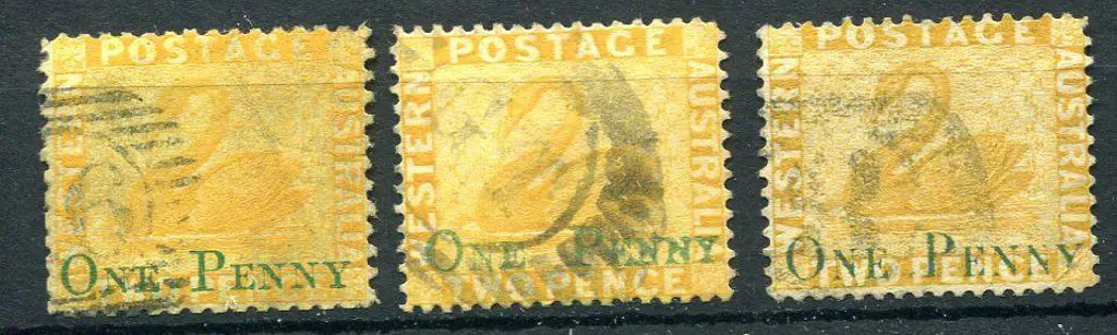 1874 "ONE PENNY" surcharge in green on 2d yellow ... Image 1++
