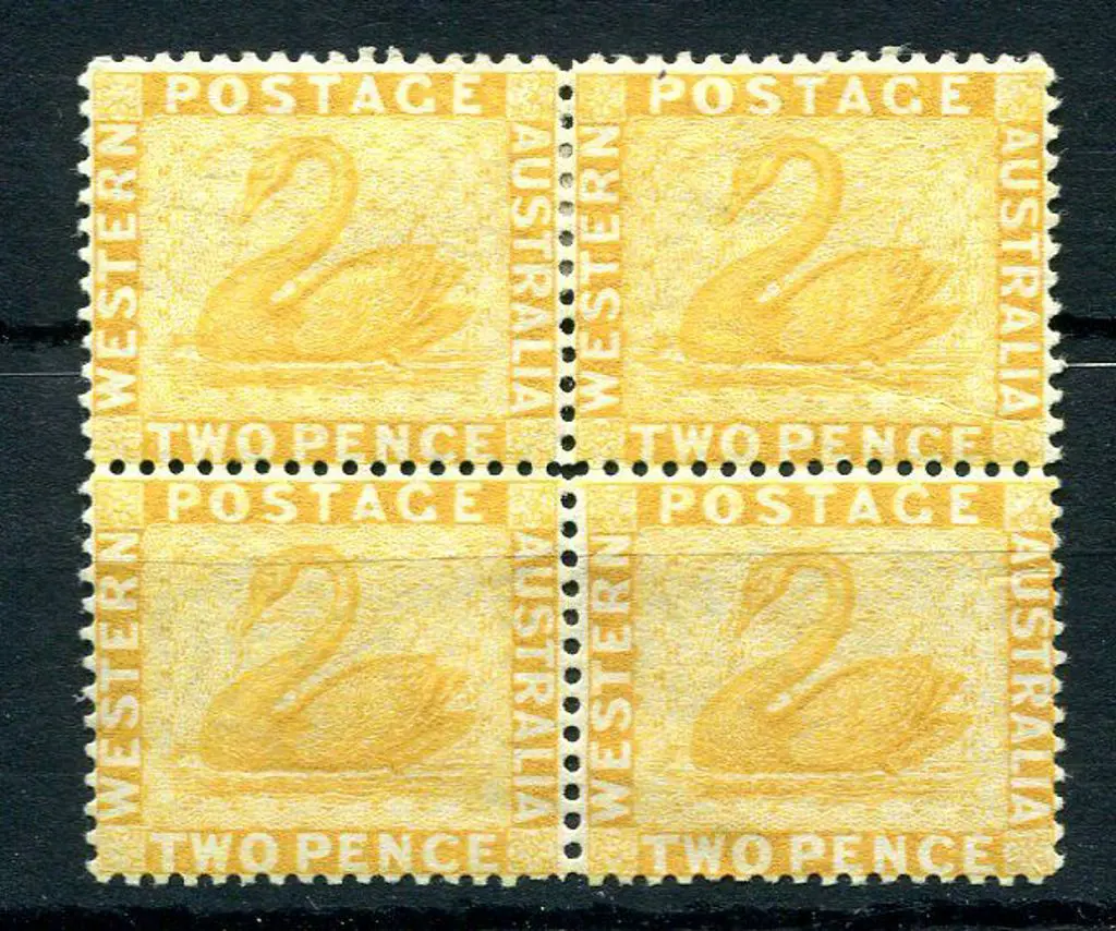 1882/85 2d chrome-yellow, CA wmk, perf.14 block of ... Image 1++