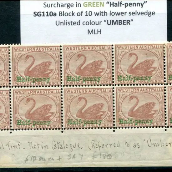 1895 "Half -penny" surcharge in green on 3d ...