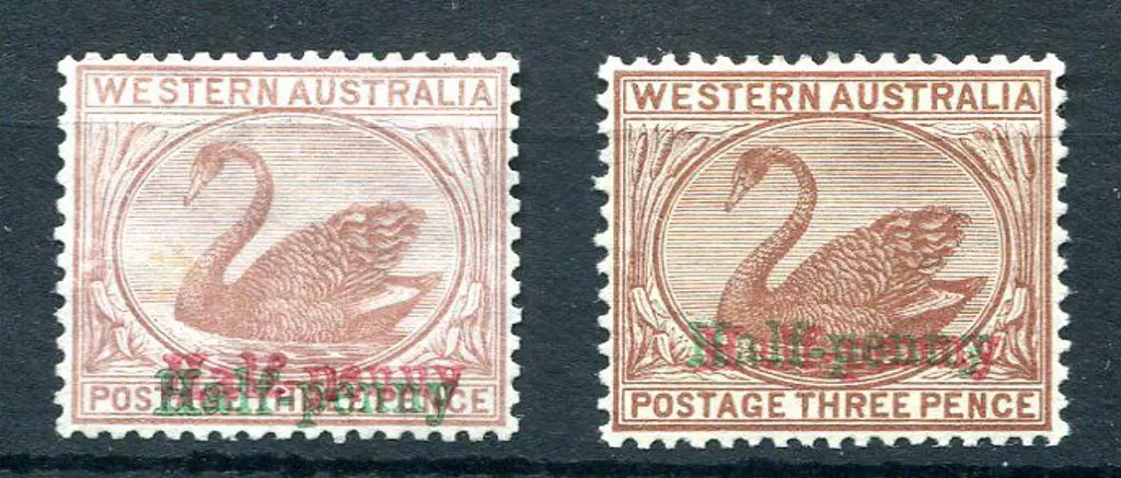 1895 "Half-penny" surcharge in red & green ink on ... Image 1++