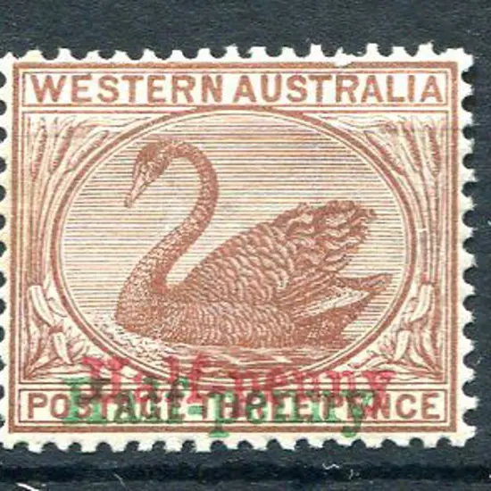 1895 "Half-penny" surcharge in red & green ink on ...