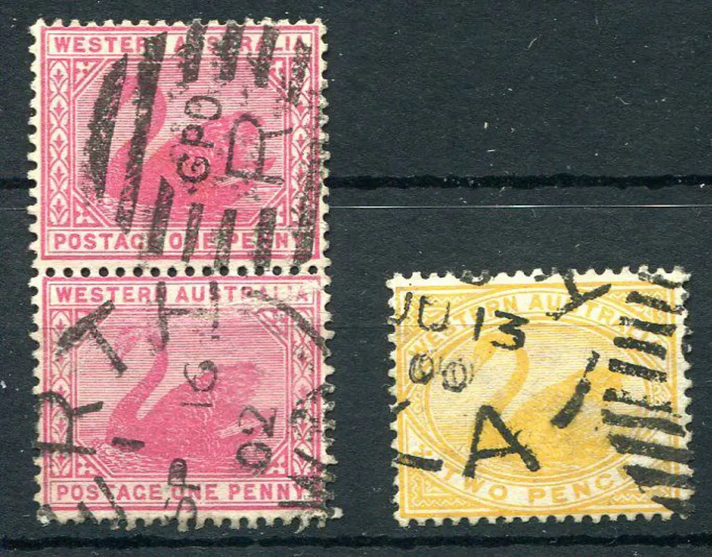 1898 1d carmine in vert pair & 2d bright yellow ... Image 1++