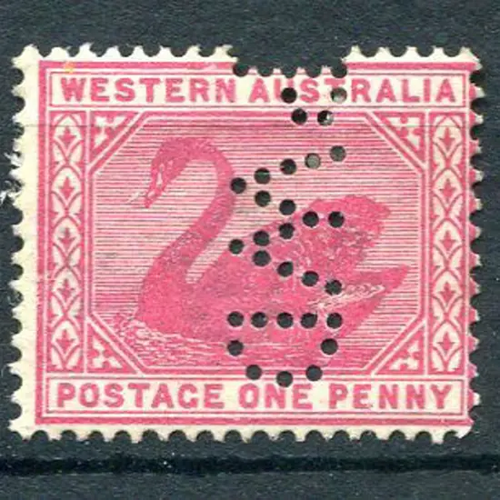 1898 1d carmine, W CR A wmk with "PWD" perfin ...