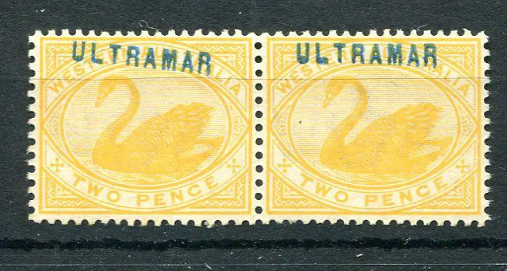 1899 2d yellow, W Crown A wmk Specimen pair with ... Image 1++