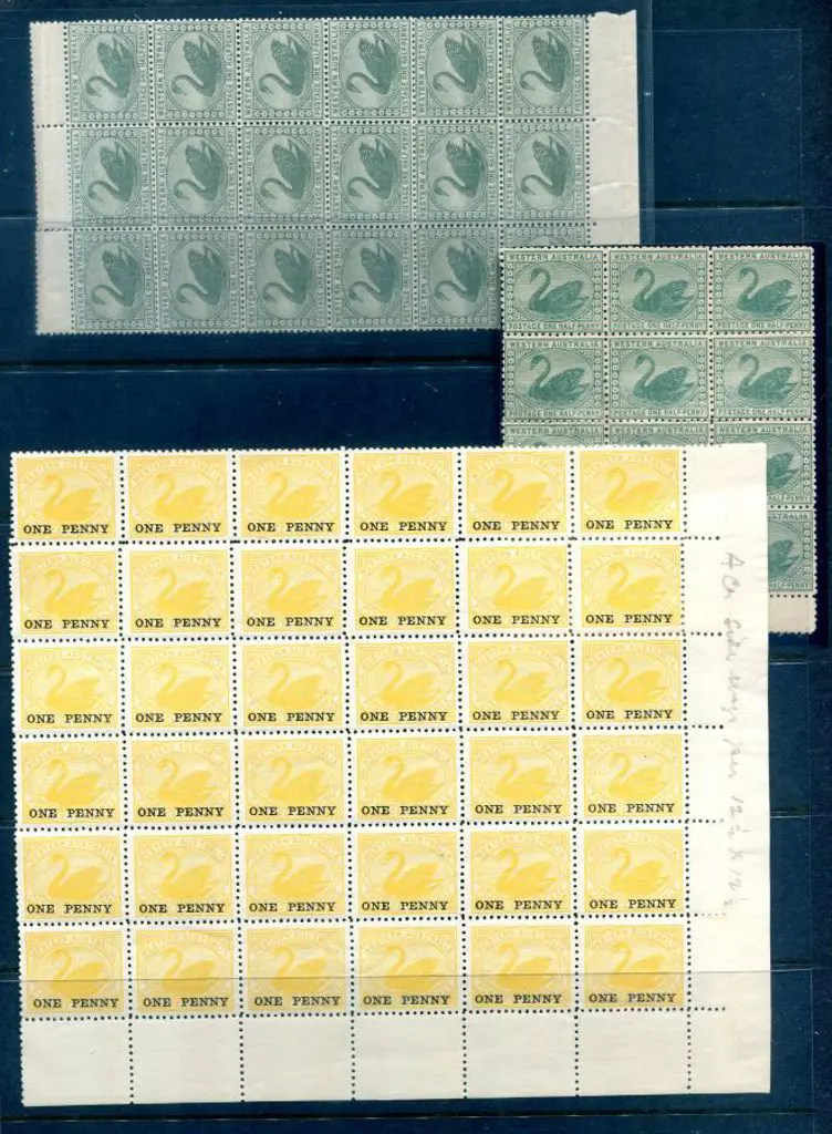 1910 ½d green block of 12 & another block of 18 ... Image 1++