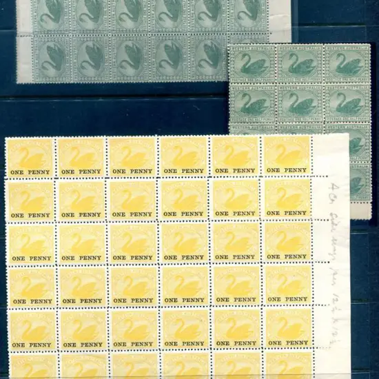 1910 ½d green block of 12 & another block of 18 ...