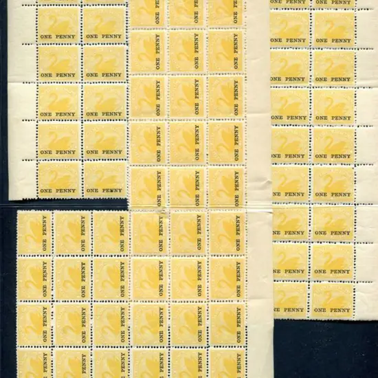 1912 "ONE PENNY" surcharge on 2d yellow in sheet ...