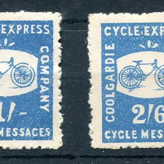 1894 1/- & 2/6d Coolgardie Cycle Express pair as ...