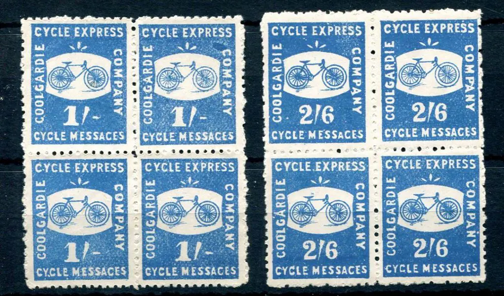1894 Coolgardie Cycle Express in blocks of 4, the ... Image 1++