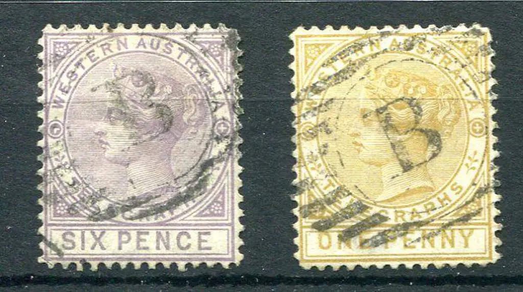 1879 1d, perf 14 & 6d Telegraph pair used with "B" ... Image 1++
