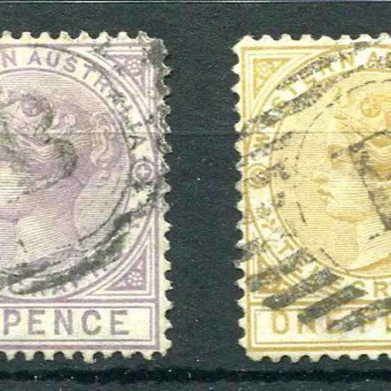 1879 1d, perf 14 & 6d Telegraph pair used with "B" ...