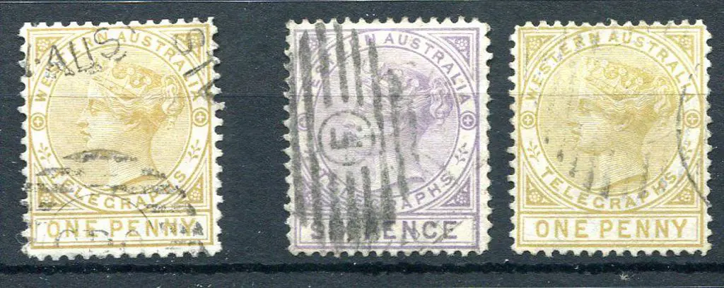 1879 1d & 6d Telegraph set of 3 with 1d in both ... Image 1++