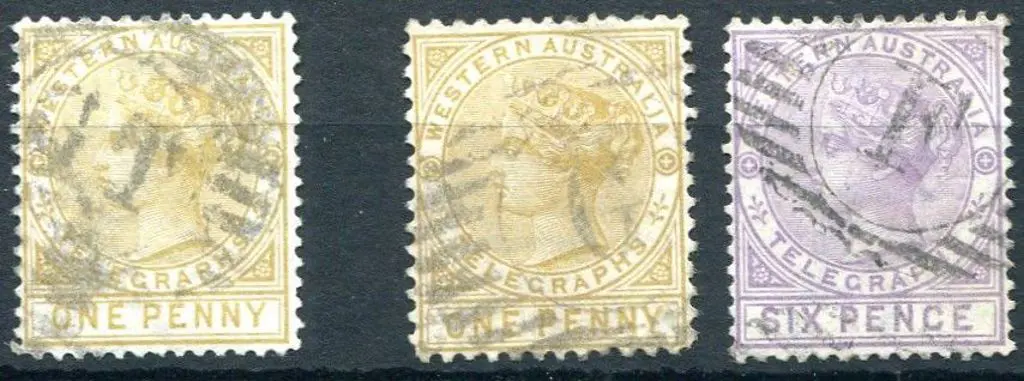1879 1d & 6d Telegraph set of 3 as above but good ... Image 1++