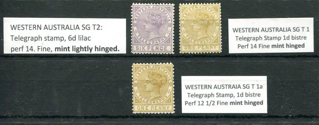 1879 1d & 6d Telegraph set of 3 with 1d in both ... Image 1++