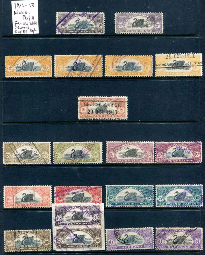 1911/13 3d x 2, 6d x 4, 2/-, 2/6d x 2, 5/- x 2, ... Image 1++