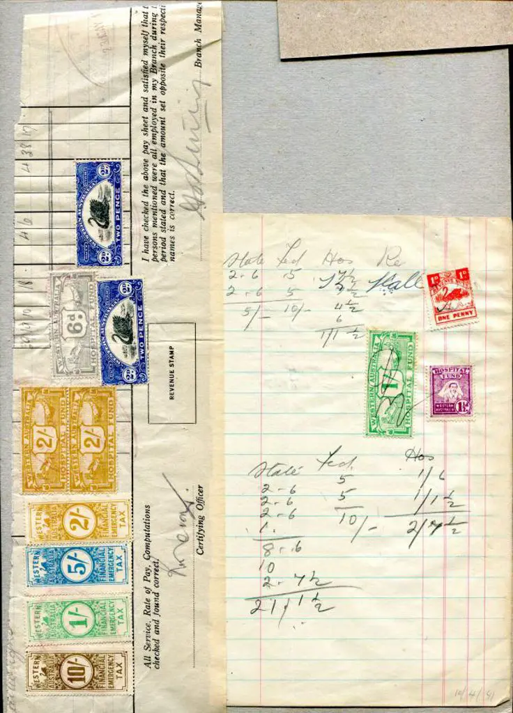 1935 Long piece of page from Wages book with ... Image 1++