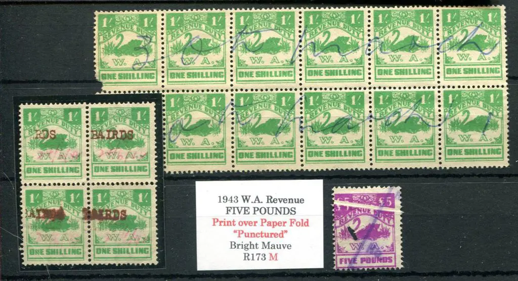 1943/57 1/- light green block of 12 cancelled in ... Image 1++