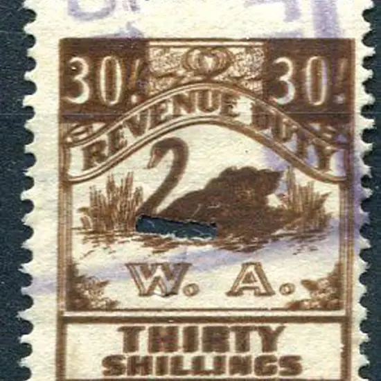 1943/57 30/- brown with double print. Fiscally ...