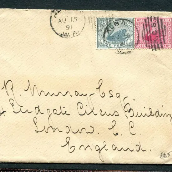 1891 (15th Aug) Albany to London small env with 1d ...