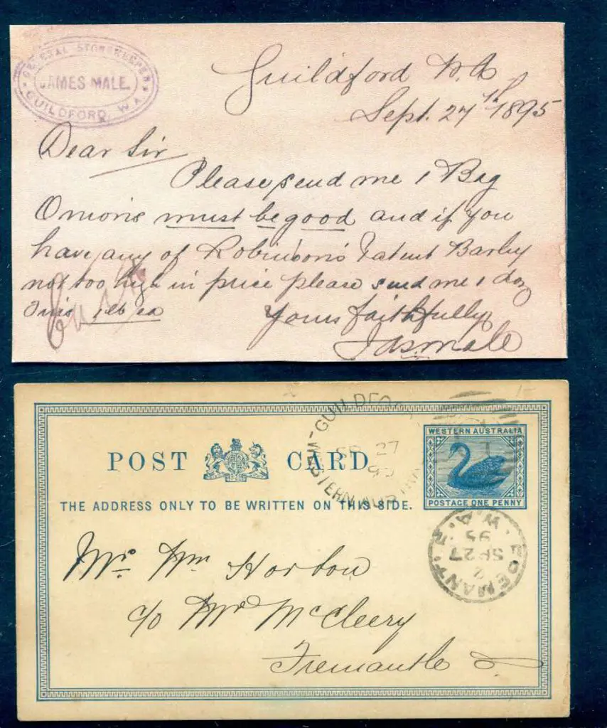 1895 (27th Sept) 1d blue postcard (PC2) from ... Image 1++