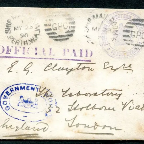 1898 (23rd May) Perth to England plain cover with ...