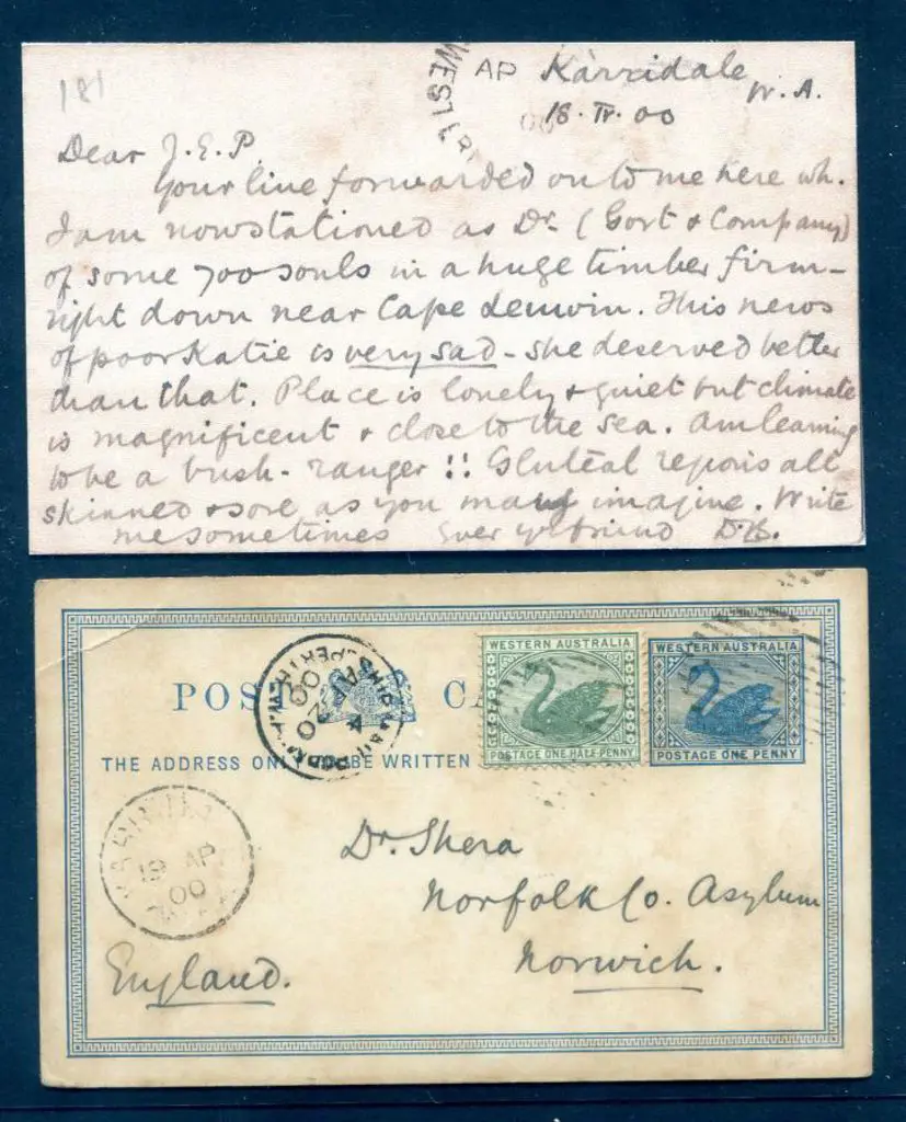 1900 (19th April) 1d blue postcard (PC2) uprated ... Image 1++