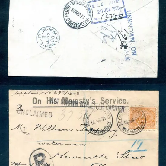 1909 (14th Jun)"On His Majesty's Service" env ...